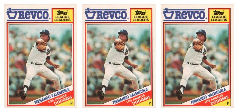 (3) 1988 Topps Revco League Leaders Baseball #14 Fernando Valenzuela Lot