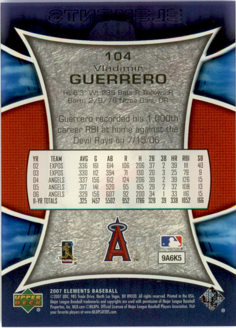 2007 Upper Deck Elements #104 Vladimir Guerrero Los Angeles Angels