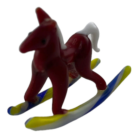 Rocking Horse 1.25 Inch Multi-Color Art Glass Figurine