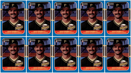 (10) 1987 Donruss Highlights #32 Doug Drabek Pittsburgh Pirates Card Lot