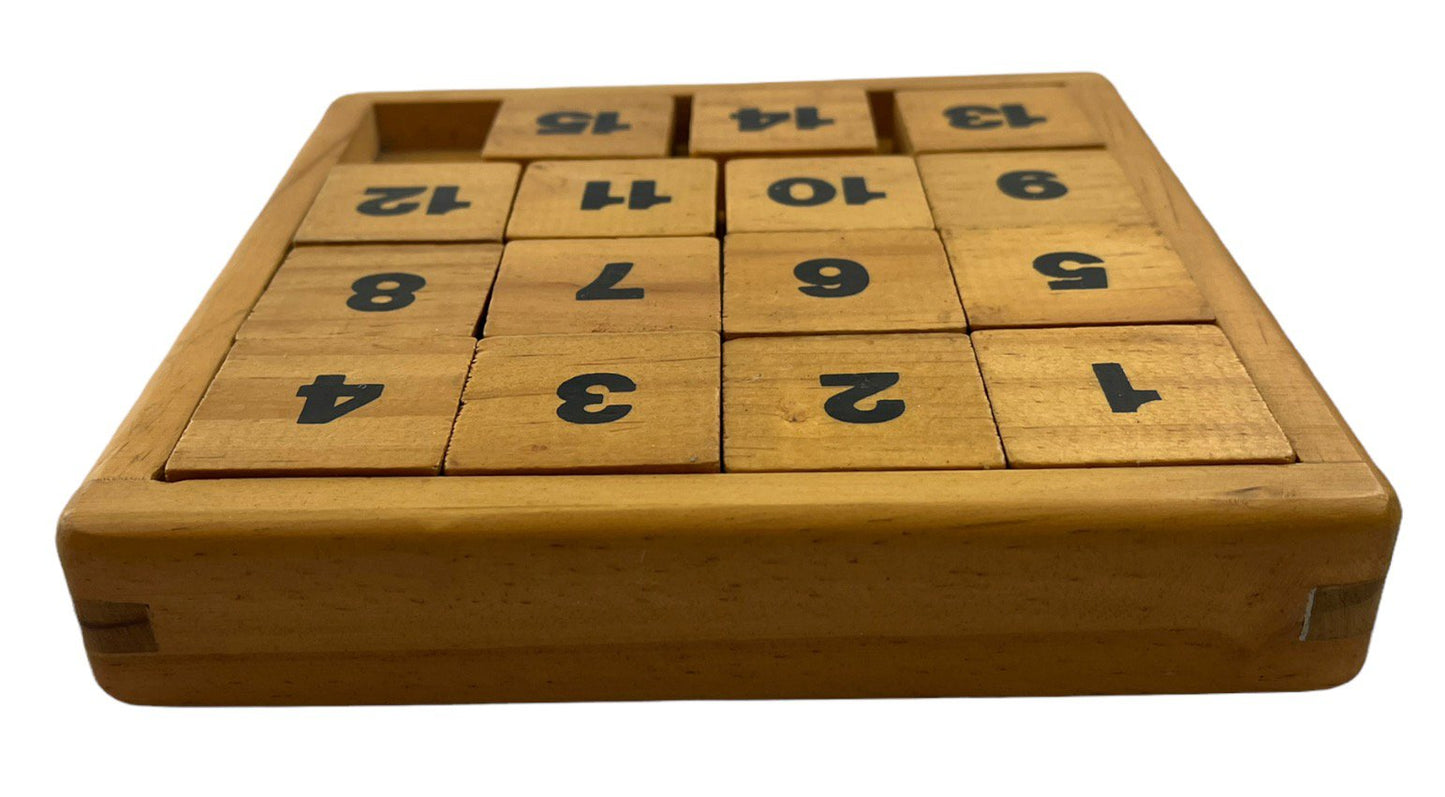 Wooden 6.5" X 6" Slide Puzzle with Wooden Blocks
