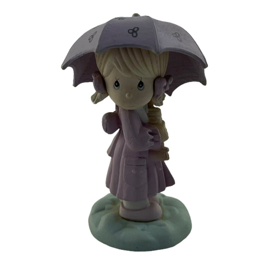 Precious Moments April Calendar Girl with Umbrella 2 Inch Plastic Figurine