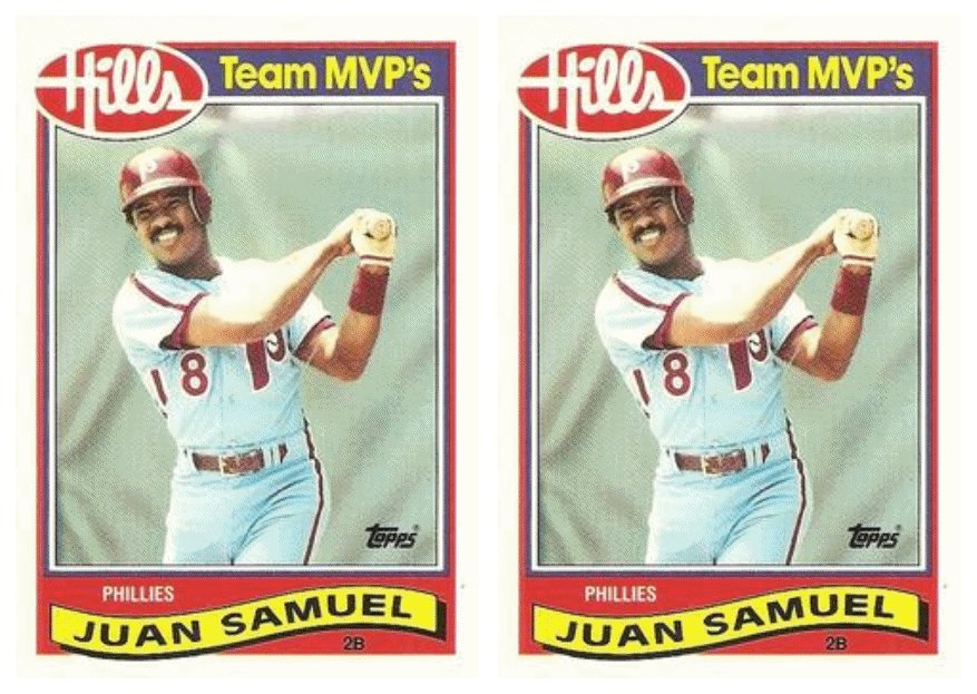 (2) 1989 Topps Hills Team MVP's Baseball #25 Juan Samuel Card Lot Phillies