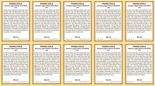 (10) 1987 Donruss Highlights #24 Frank Viola Minnesota Twins Card Lot