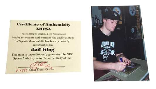 Jeff King Autographed 8 X 10 Photo Virginia Tech Hokies COA