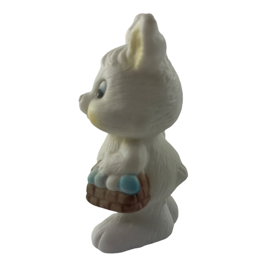 Easter Bunny 3 Inch Vintage Figurine with Basket Holding Easter Eggs