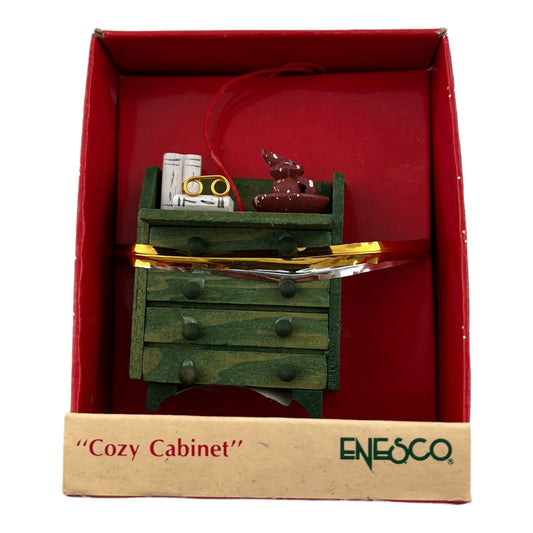 Small Wonders Cozy Cabinet 1.5 Inch Vintage Christmas Ornament 1989 Enesco