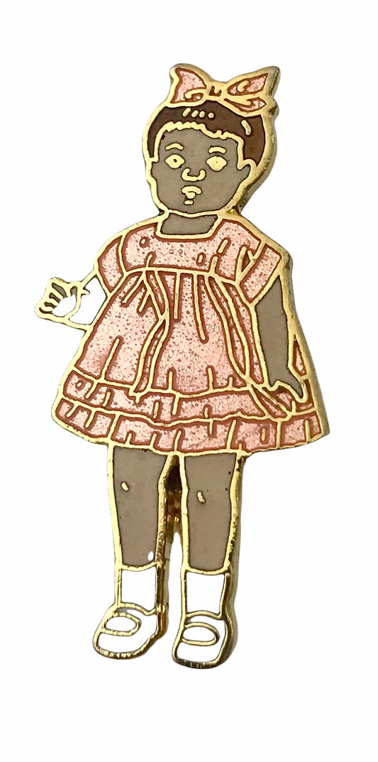 Baby Doll 1.5 Inch Enamel Pink Dress Brooch