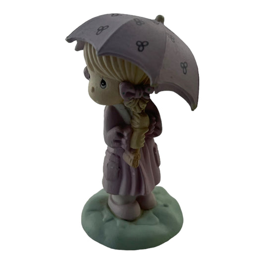 Precious Moments April Calendar Girl with Umbrella 2 Inch Plastic Figurine