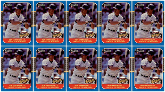 (10) 1987 Donruss Highlights #23 Don Mattingly New York Yankees Card Lot