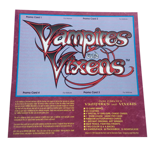 1994  Illustration Studio Vampires & Vixens 4 Card 7.5" X 7.5" Promo Sheet