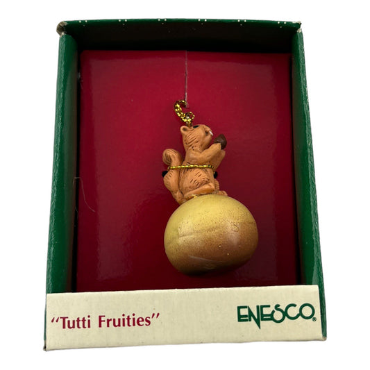 Small Wonders Tutti Fruities Squirrel on Nut 1Vintage Miniature Ornament