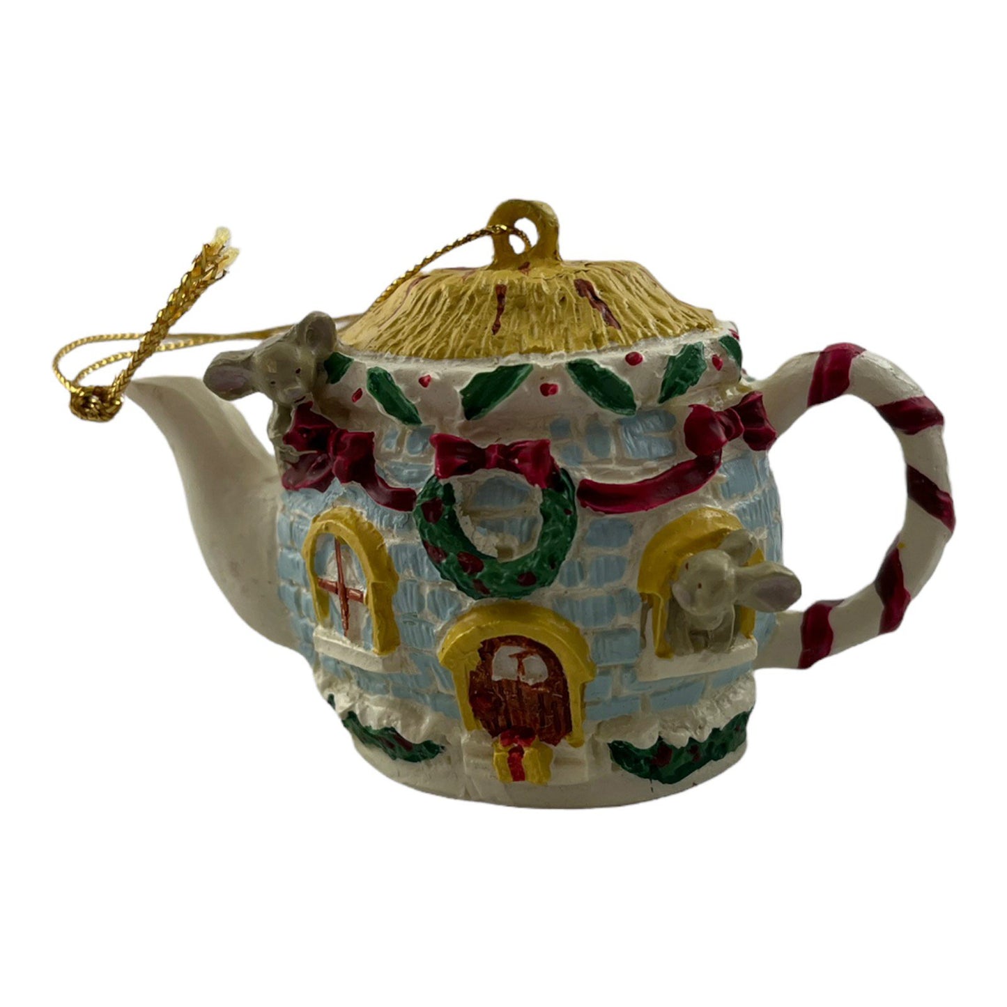 Treasury of Christmas Tea Time Christmas Vintage Porcelain Tea Pot 1989 Enesco