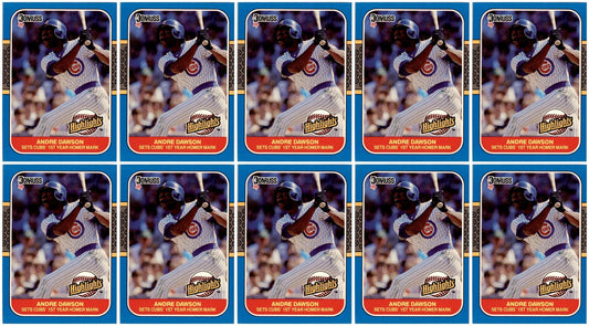 (10) 1987 Donruss Highlights #28 Andre Dawson Chicago Cubs Card Lot