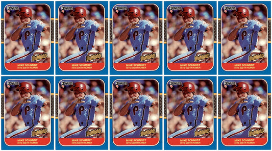 (10) 1987 Donruss Highlights #2 Mike Schmidt Philadelphia Phillies Card Lot
