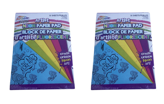 (2) Artist Neon Paper 30 Sheet 5" X 7" Pads Grafix