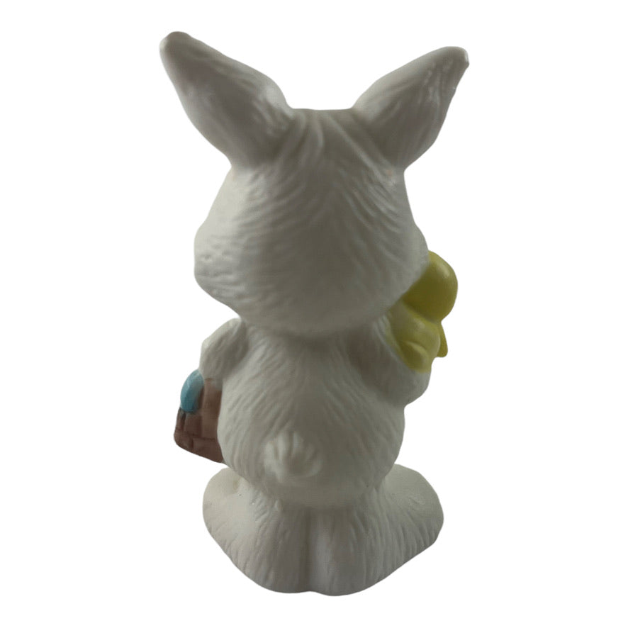 Easter Bunny 3 Inch Vintage Figurine with Basket Holding Easter Eggs