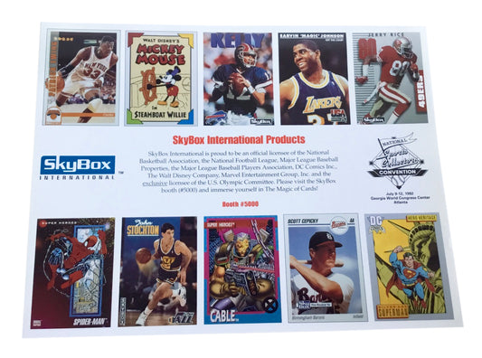 1992 SkyBox International National Sports Convention 11"X 8.5" Promotional Sheet