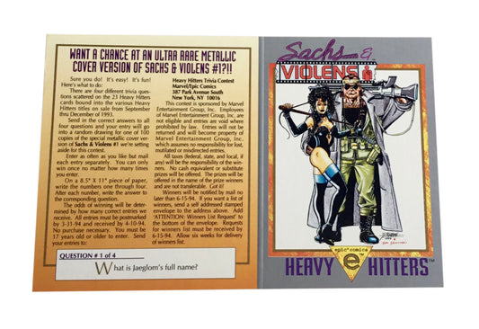 Heavy Hitters Sachs & Violens 5.5" X 3.5" Promo Card Sheet 1993 Epic Comics