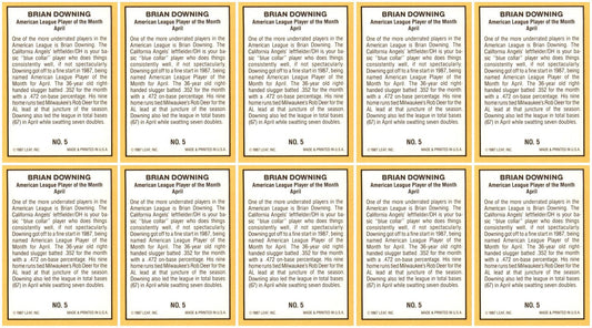 (10) 1987 Donruss Highlights #5 Brian Downing California Angels Card Lot