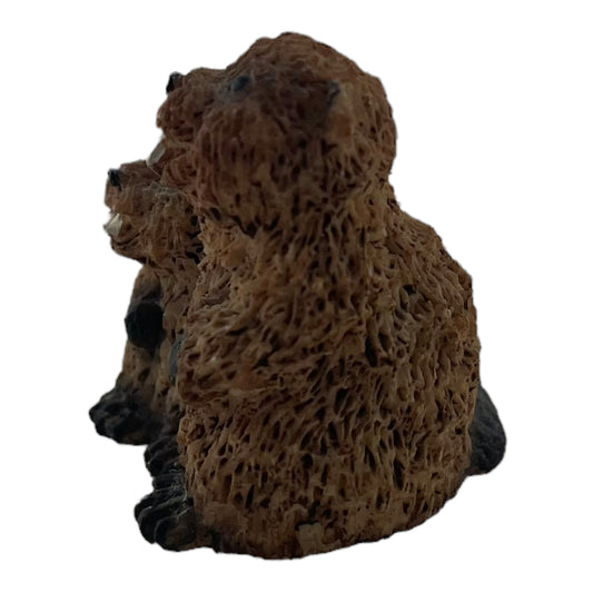 Mother Beaver with Child 1.5 Inch Vintage Textured Figurine