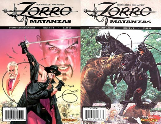 Zorro: Matanzas #1-2 (2010) Dynamite Comics - 2 Comics