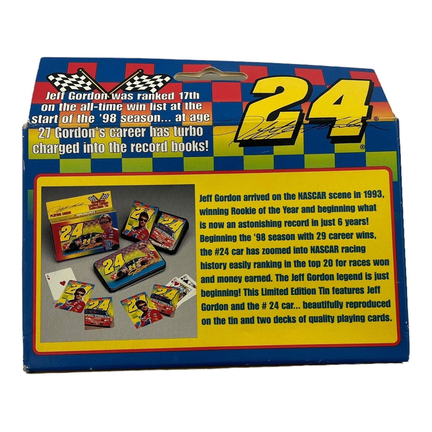 Jeff Gordon Collectible Tin Playing Cards Nascar Racing 1999 New in Package