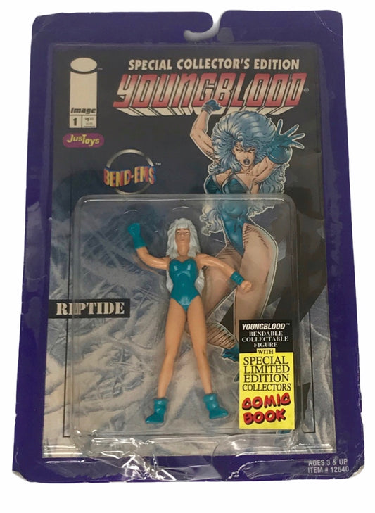 Youngblood Bend-ems Riptide Bendable 5 Inch Figure & Comic Book 1995 Justoys
