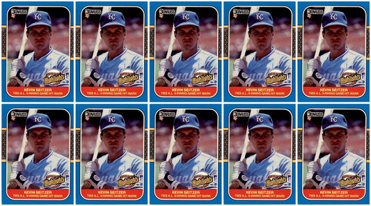 (10) 1987 Donruss Highlights #26 Kevin Seitzer Kansas City Royals Card Lot