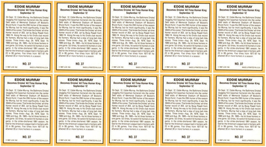 (10) 1987 Donruss Highlights #37 Eddie Murray Baltimore Orioles Card Lot