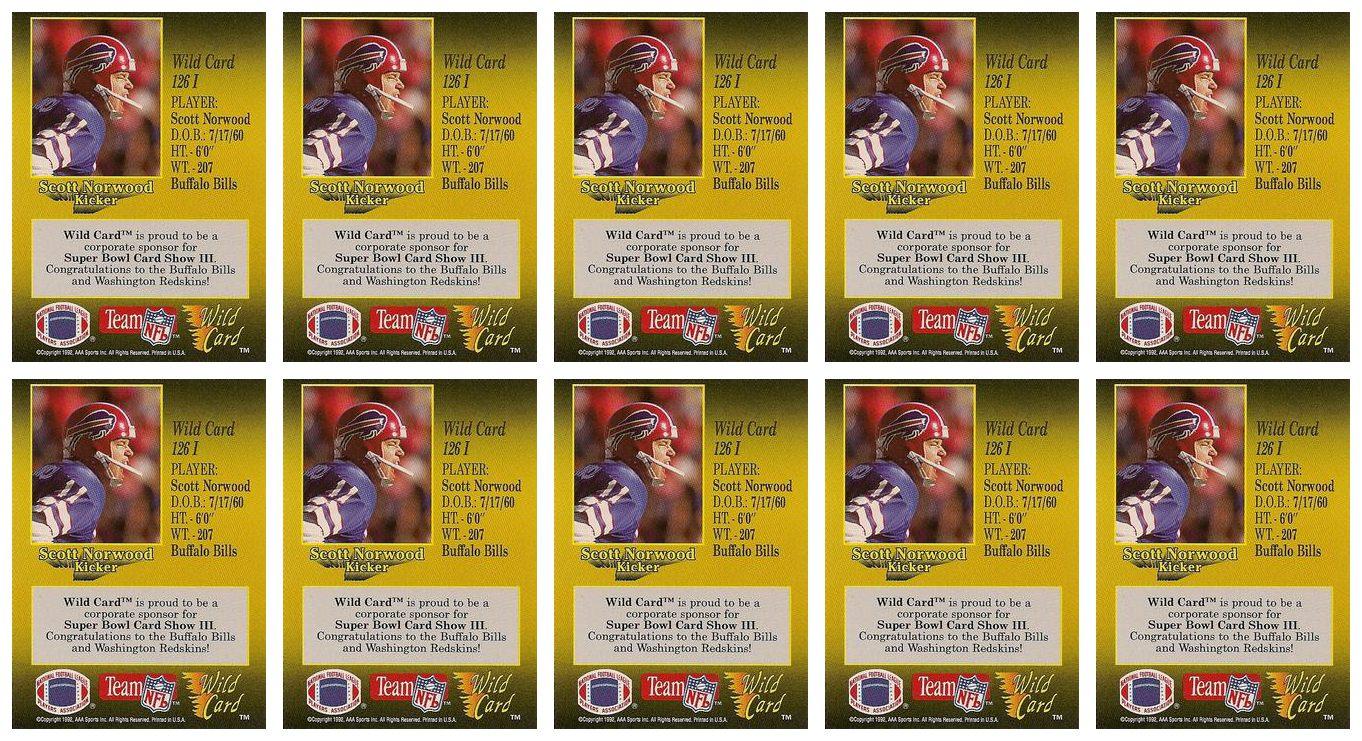 (10) 1991 Wild Card NFL Experience Exchange #26I Scott Norwood Lot Bills