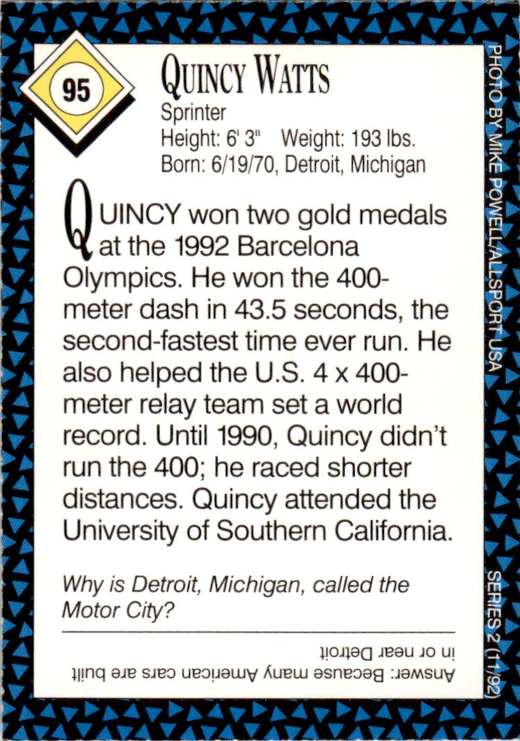 1992 Sports Illustrated for Kids #95 Quincy Watts Track & Field