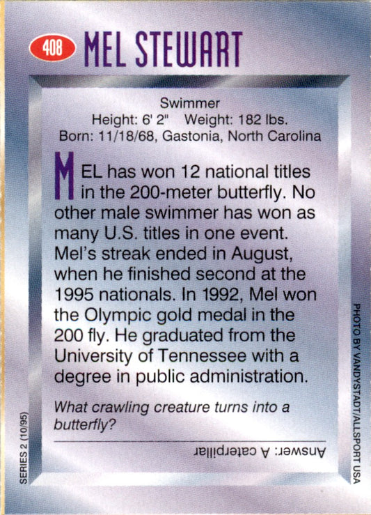 1995 Sports Illustrated for Kids #408 Mel Stewart Swimming