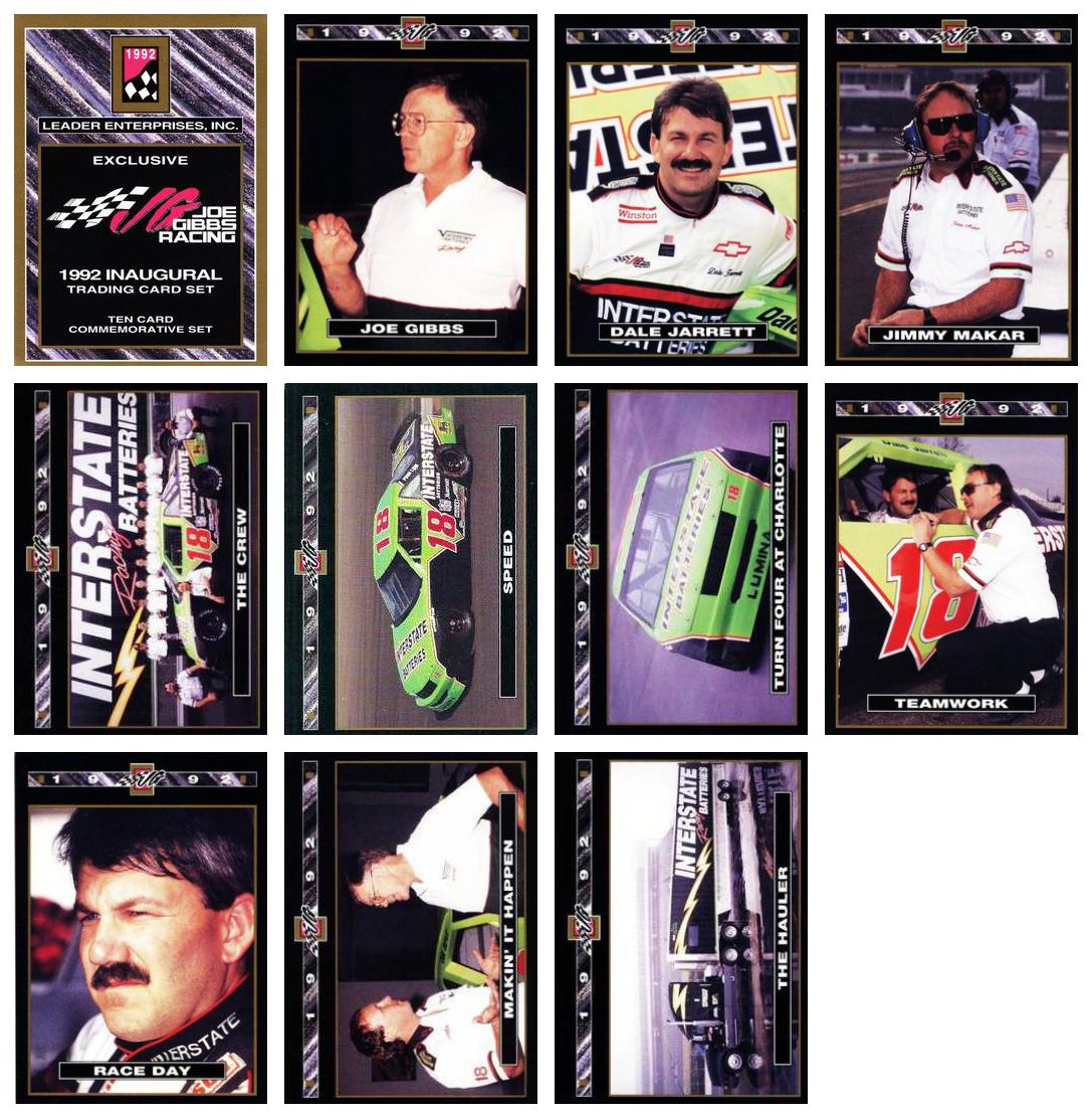 1992 Leader Enterprises Joe Gibbs Racing 11 NASCAR Trading Card Set