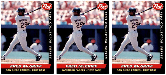 (3) 1993 Post Cereal Baseball #5 Fred McGriff Padres Baseball Card Lot