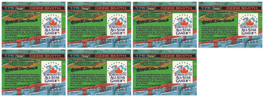 (7) 1992 Stadium Club Dome Baseball #175 Ozzie Smith Cardinals Card Lot
