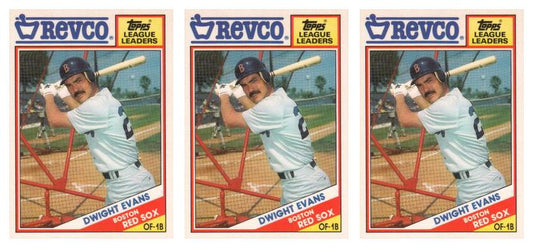 (3) 1988 Topps Revco League Leaders Baseball #24 Dwight Evans Lot Red Sox