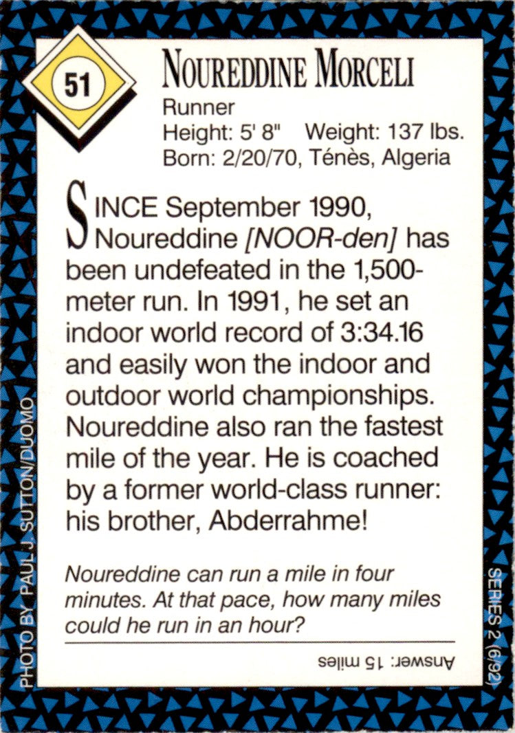 1992 Sports Illustrated for Kids #51 Noureddine Morceli Track & Field