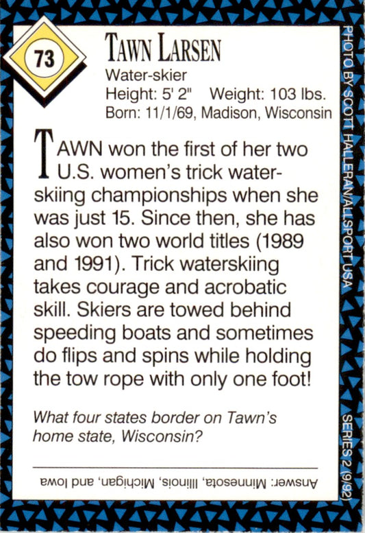 1992 Sports Illustrated for Kids #73 Tawn Larsen Water Skiing