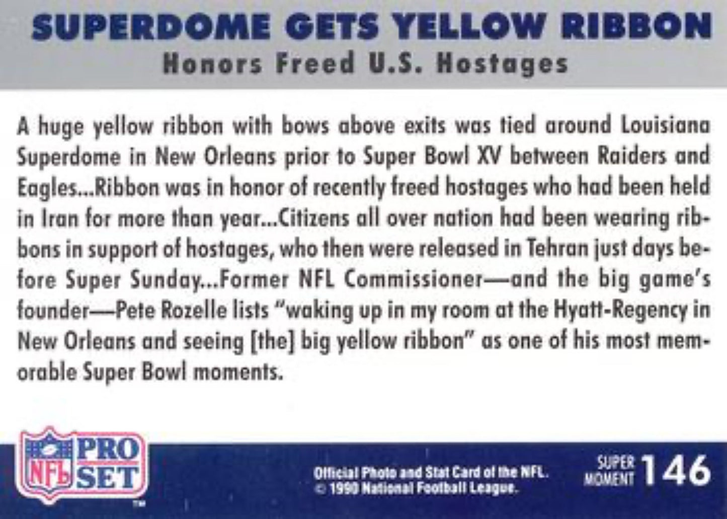 1990-91 Pro Set Super Bowl 160 Football 146 Yellow Ribbon