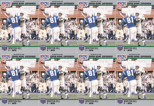 (8) 1990-91 Pro Set Super Bowl 160 Football #57 Winston Hill Jets Card Lot