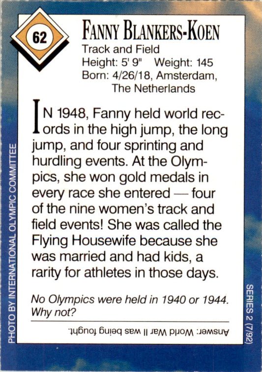 1992 Sports Illustrated for Kids #62 Fanny Blankers-Koen Track & Field