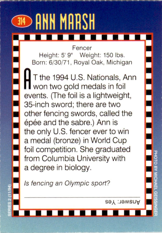 1994 Sports Illustrated for Kids #314 Ann Marsh Fencing