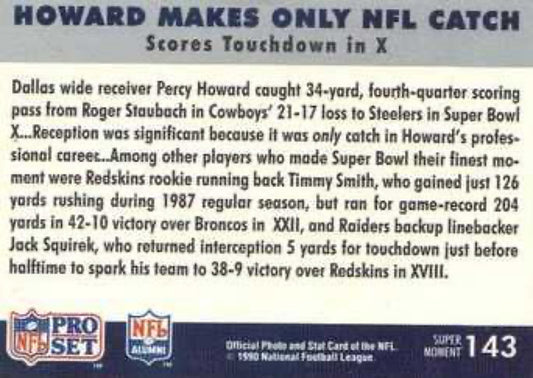 1990-91 Pro Set Super Bowl 160 Football 143 Percy Howard