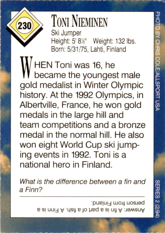 1994 Sports Illustrated for Kids #230 Toni Nieminen Skiing