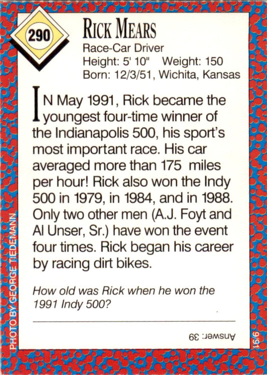 1991 Sports Illustrated for Kids #290 Rick Mears Auto Racing