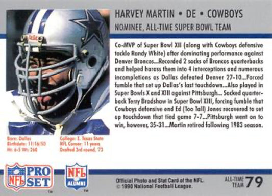 1990-91 Pro Set Super Bowl 160 Football 79 Harvey Martin