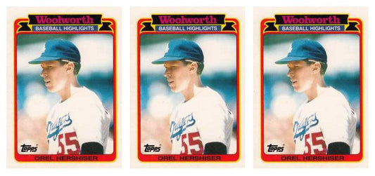 (3) 1989 Topps Woolworth Baseball Highlights #33 Orel Hershiser Lot Dodgers