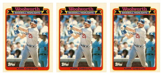 (3) 1989 Topps Woolworth Baseball Highlights #2 Kirk Gibson MVP Lot Dodgers