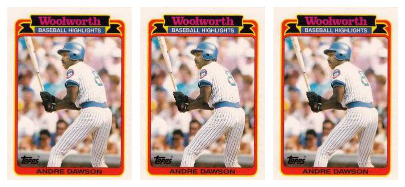 (3) 1989 Topps Woolworth Baseball Highlights #11 Andre Dawson Lot Cubs